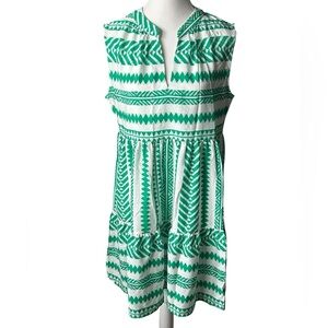 Cupshe Green and White Geometric Midi Dress M